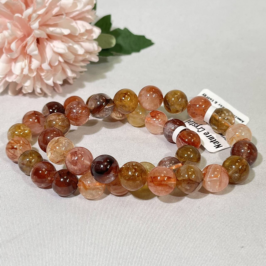 10-10.5mm Golden Healer and Fire Quartz Brecelet