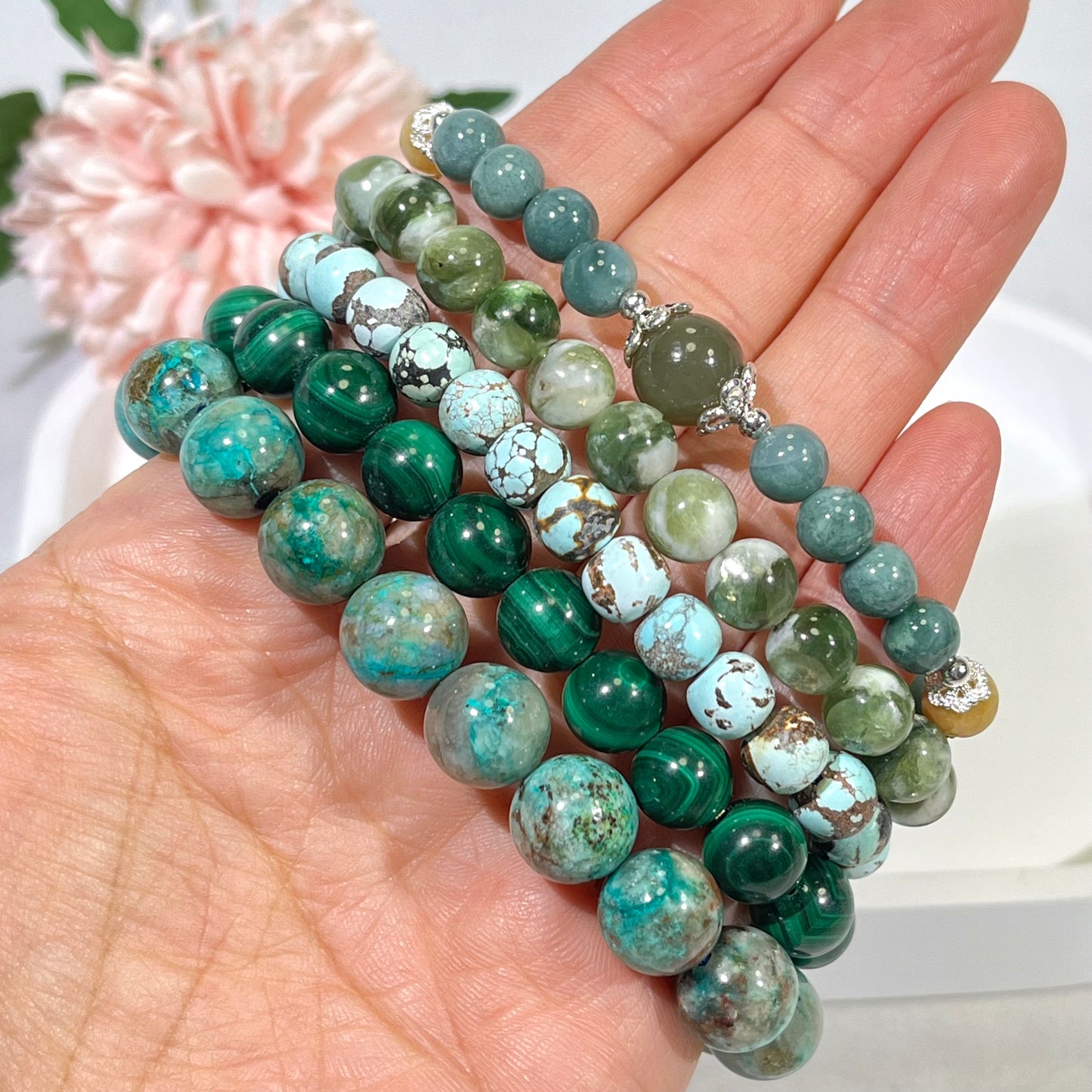 High Quality Jadeite,Green Emerald Mica,Phoenix Pine,Malachite,Turquoise Bracelets