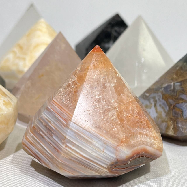 6 Types Diamond Moss Agate,Clear Quartz,Carnelian,Orange Calcite,Garnet,Rose Quartz