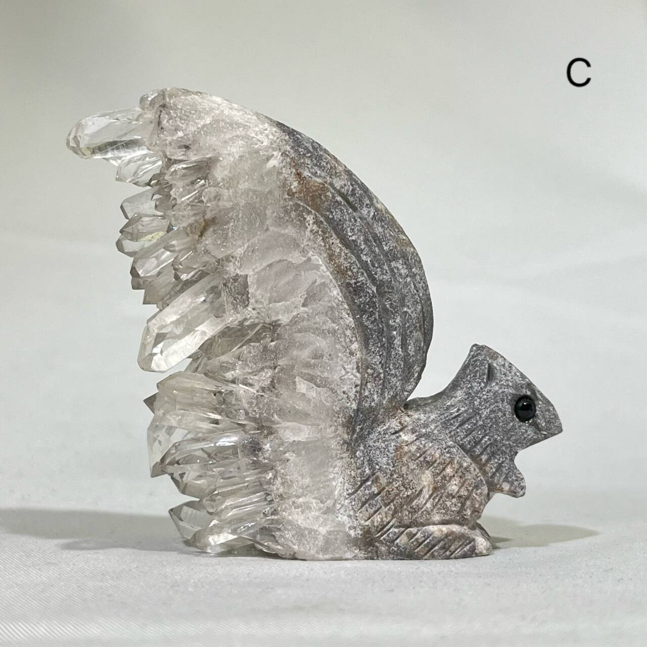 2’ Quartz Cluster Squirrel Carving