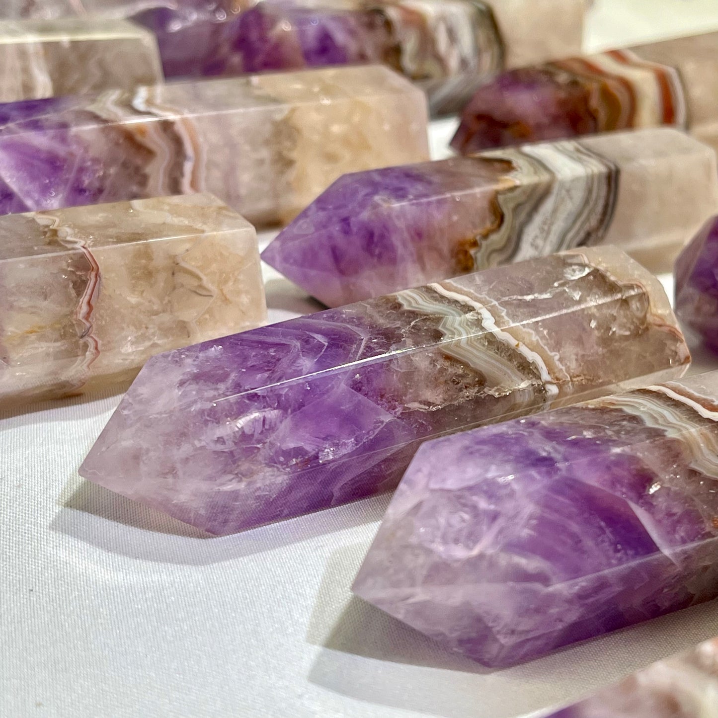 Amethyst with Lace Agate Tower Wholesale Point