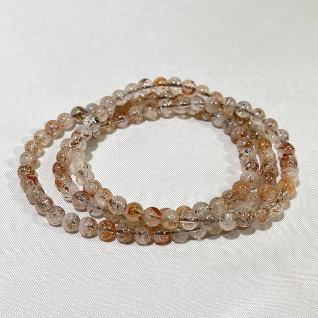 4.6-5mm 3-loop Bracelet/Necklace/Bead Pink Garden,Green Larimar,Rutile,Rutile Super 7,Fanta Garnet