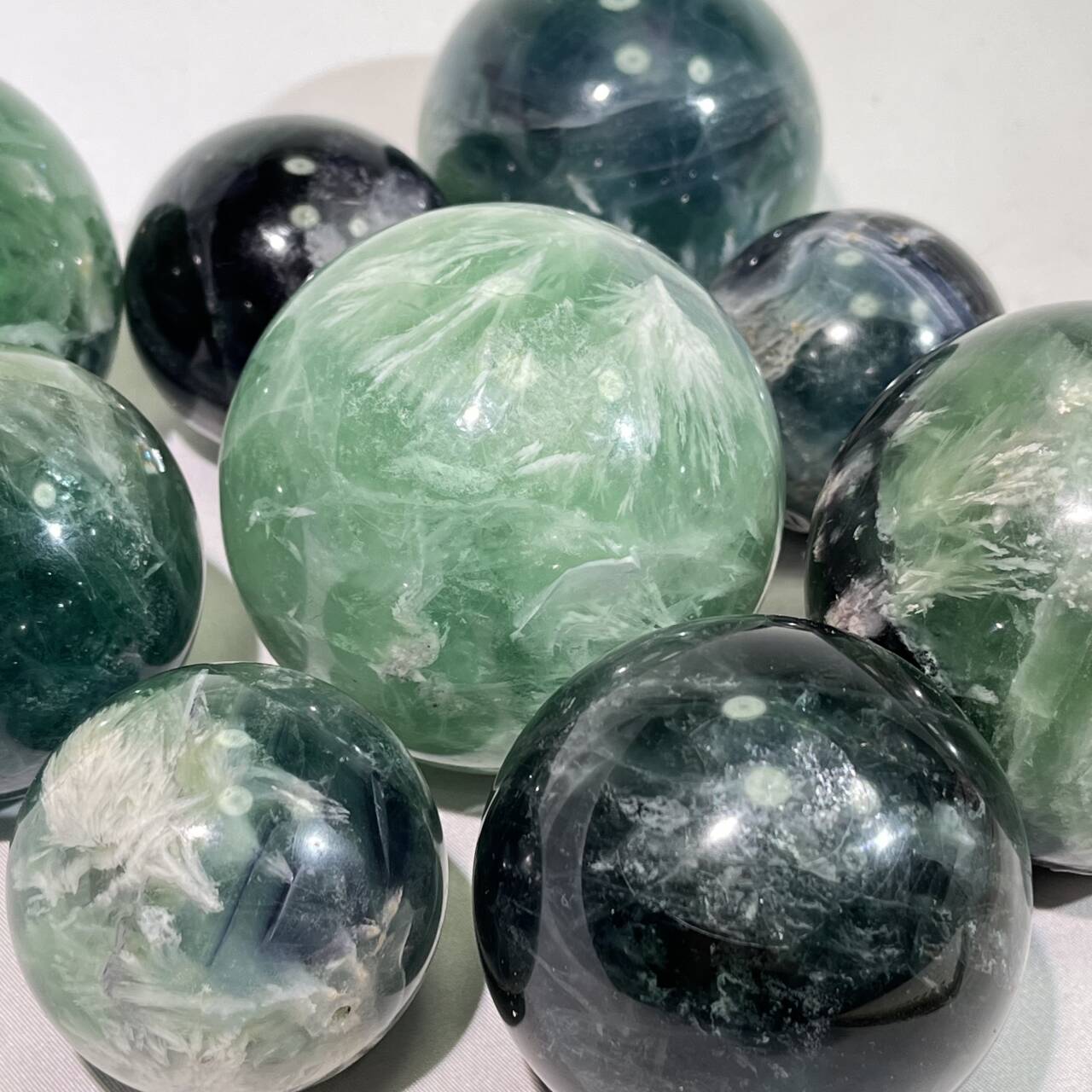 1.9-2.8' Feather Blue Fluorite Sphere