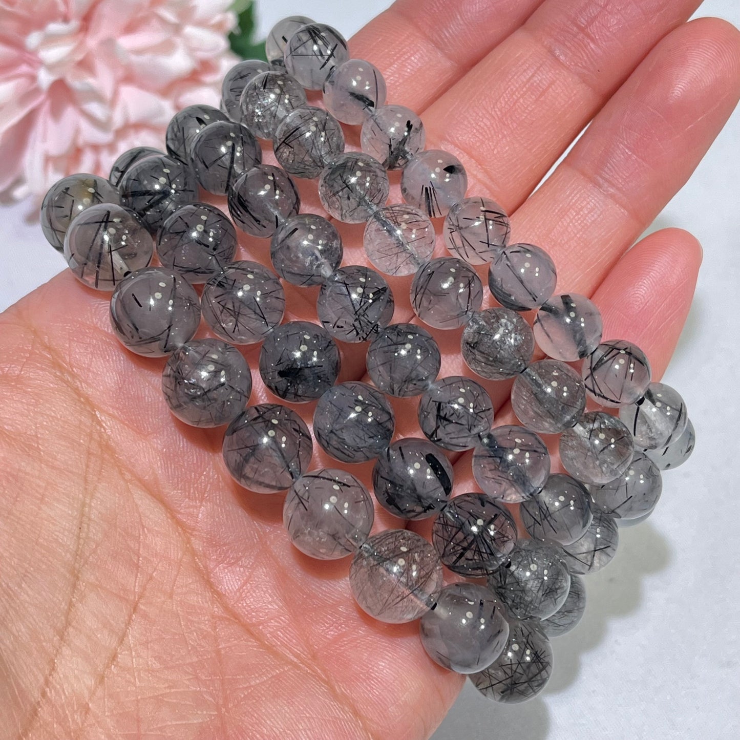 8.5-11.5 mm Black Rutile Bracelet