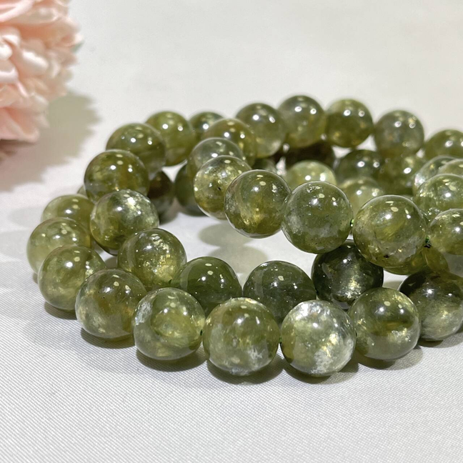 11-12mm High Quality Czech Green Mica Bracelet