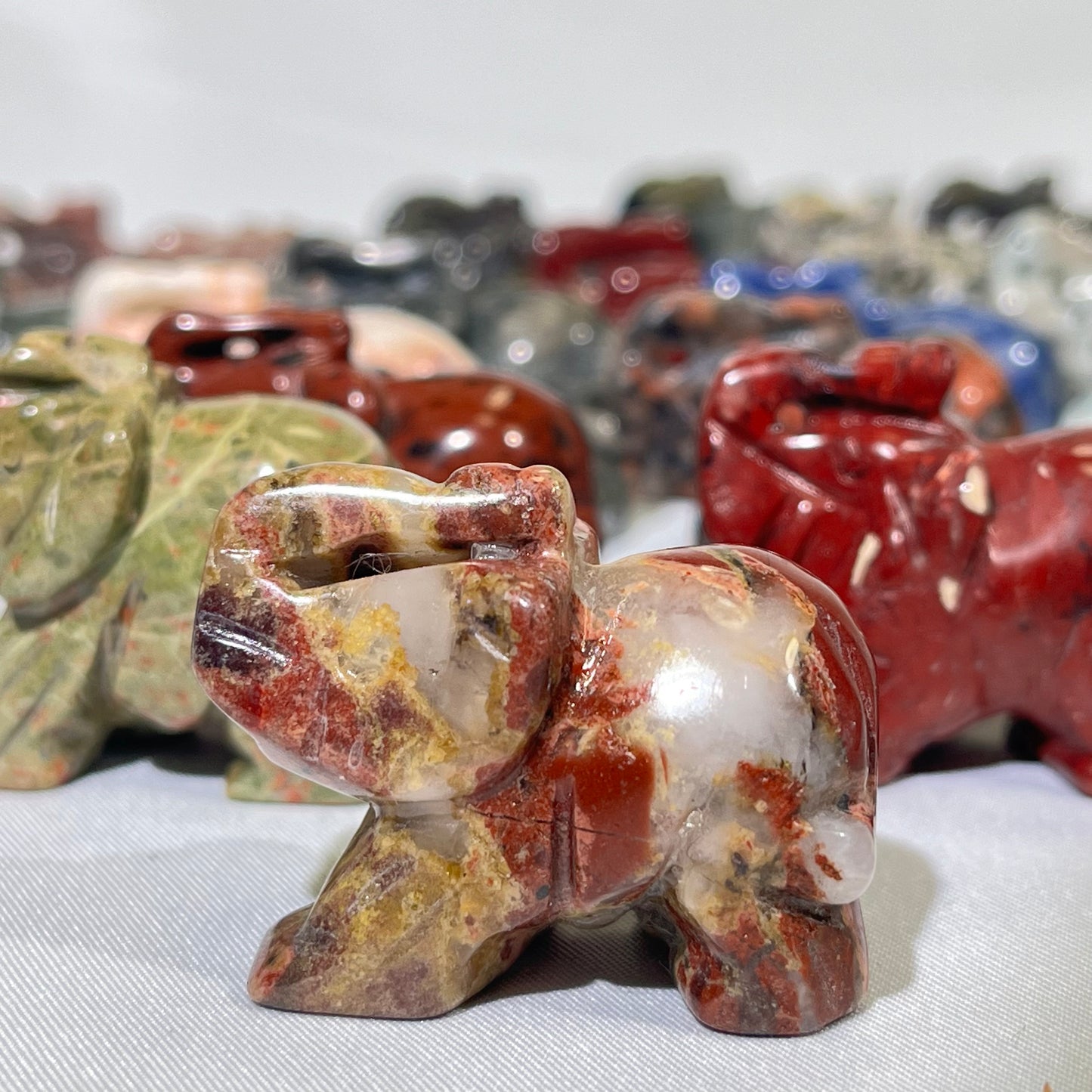 8 Types 1.5' Elephant Crystal Carving Wholesale
