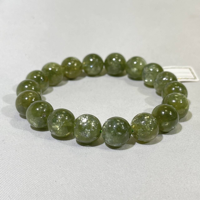 11-12mm High Quality Czech Green Mica Bracelet
