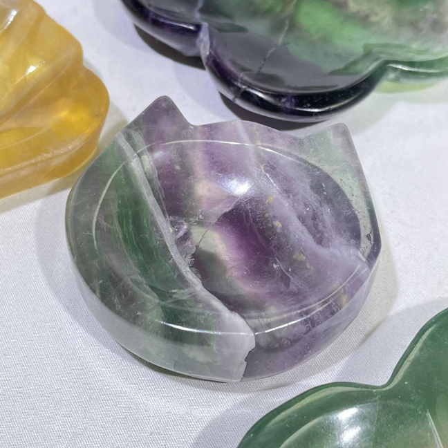 5 Types Fluorite Shell Shape and Flower Shap and Heart and Apple and Cat Bowl