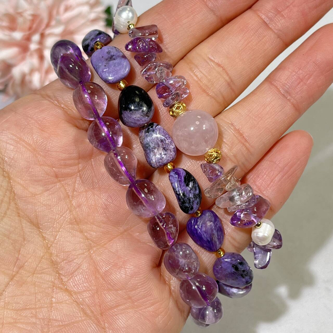 Amethyst,Charoite Freefrom Bracelet