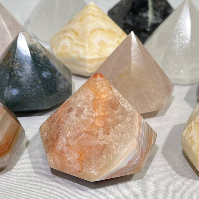 6 Types Diamond Moss Agate,Clear Quartz,Carnelian,Orange Calcite,Garnet,Rose Quartz