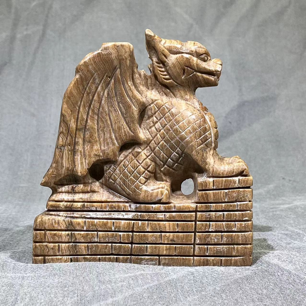 Chocolate Calcite Dragon Carving