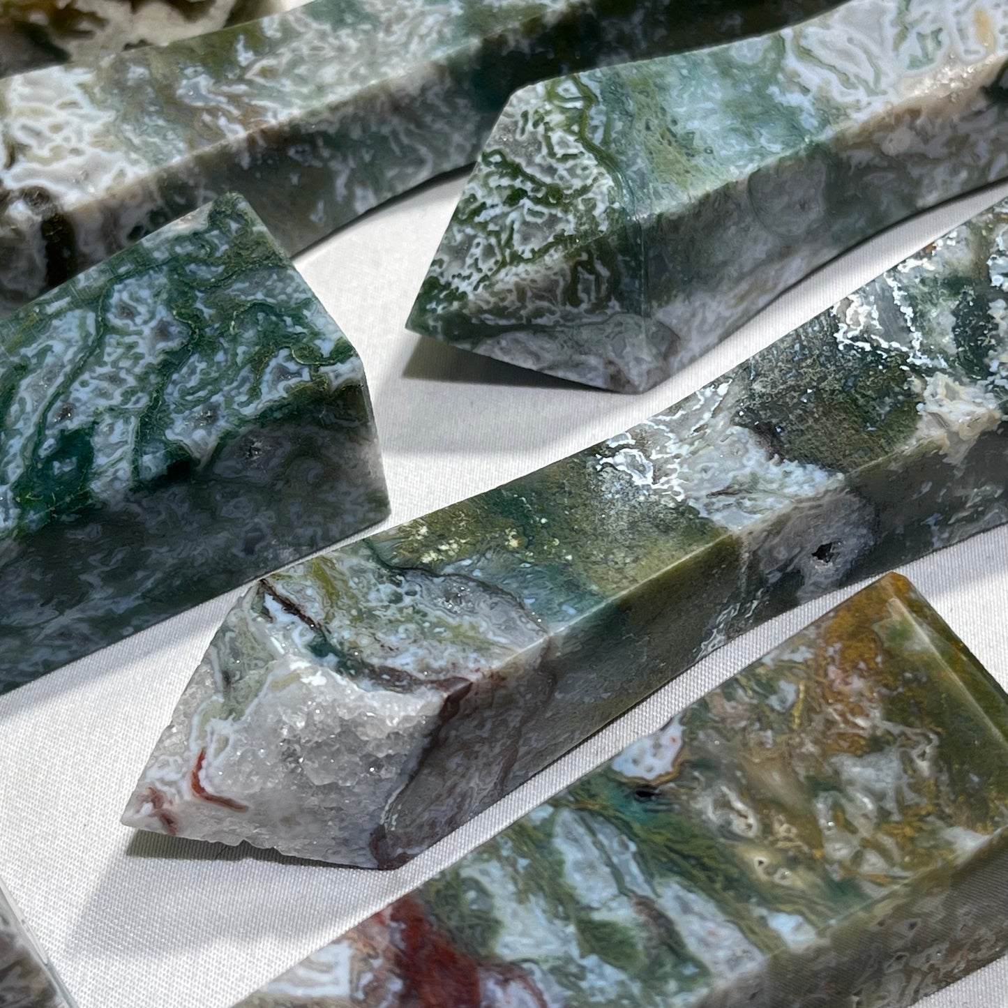 4-6.5' Moss Agate Tower,Moss Agate Point Wholesale