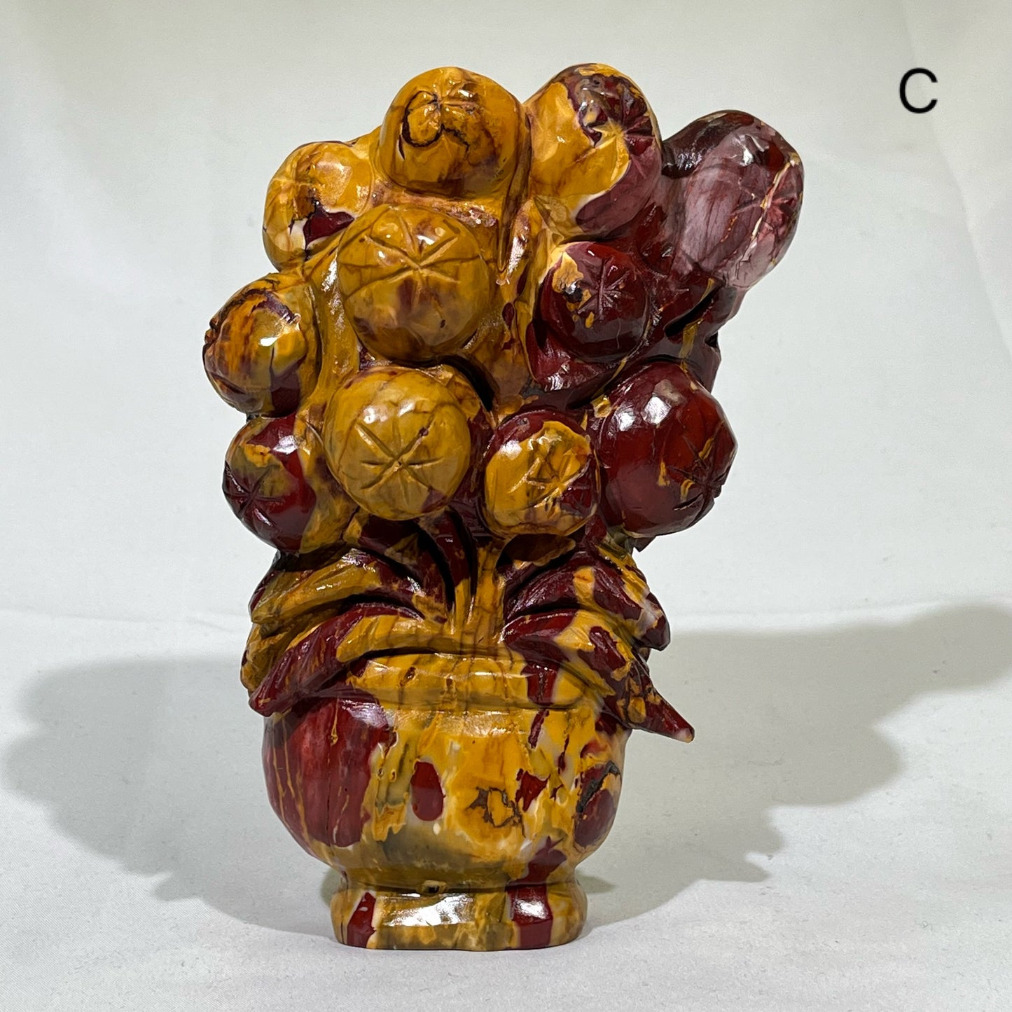 5'Mookaite Flower Basket Carving