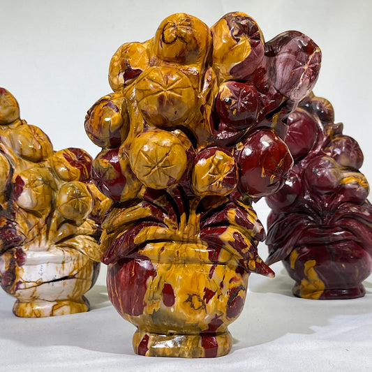 5'Mookaite Flower Basket Carving