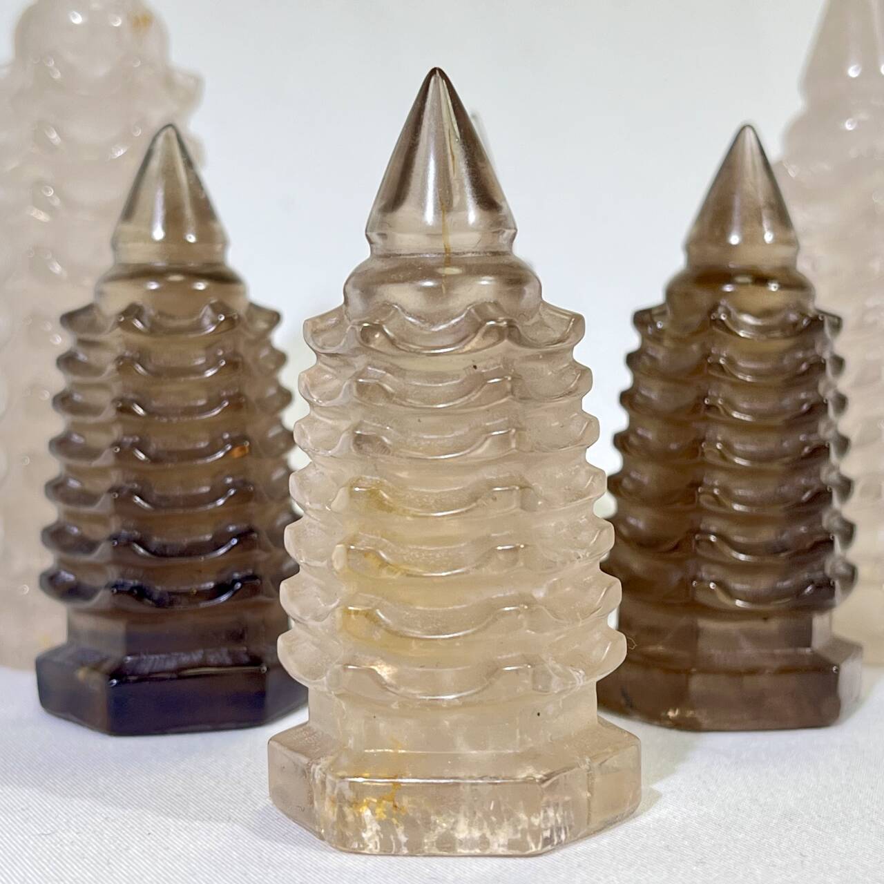 Smoky Quartz Wenchang Pagoda Carving