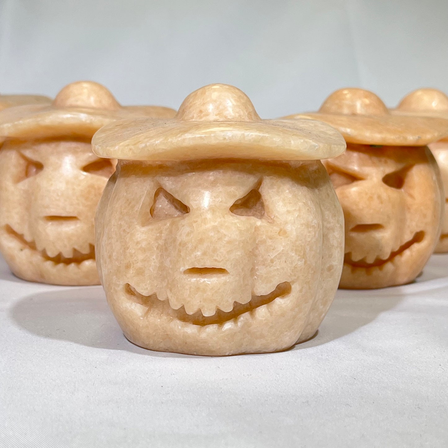 Orange Calcite Jack O'Lantern Carving Halloween
