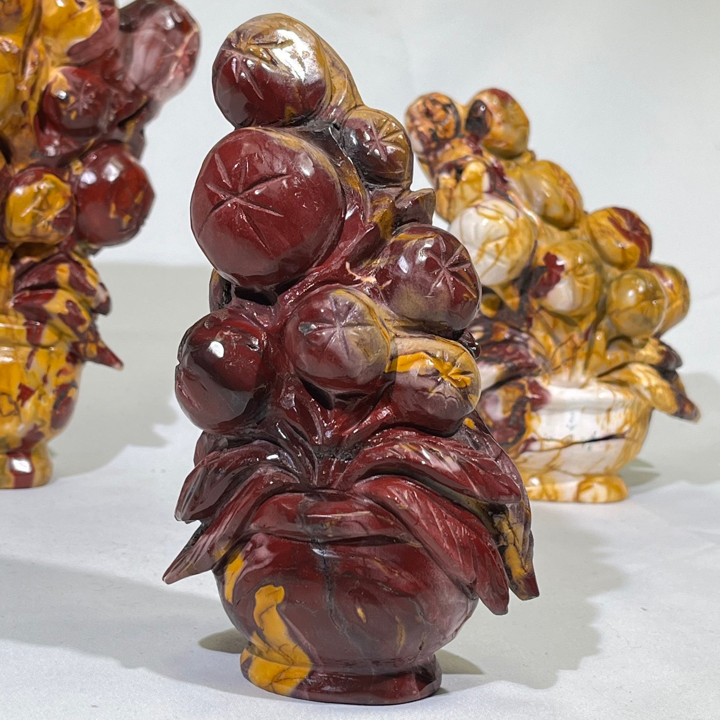 5'Mookaite Flower Basket Carving