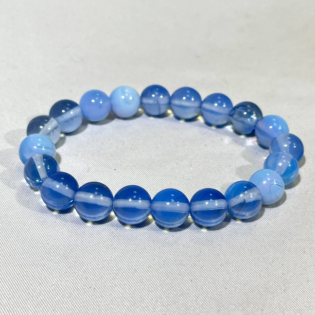 6-9.7mm Blue Chalcedony,Blue Oplite,Magnesite Bracelet