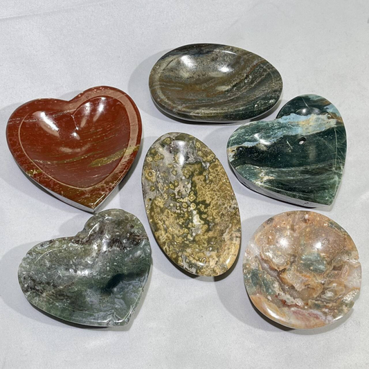 Ocean Jasper Differnet Style Heart and Oval Bowl