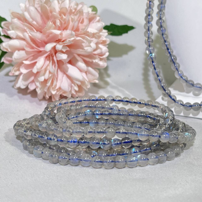 High Quality 5-5.2mm Labradorite 3-loop Bracelet,Necklace/Bead