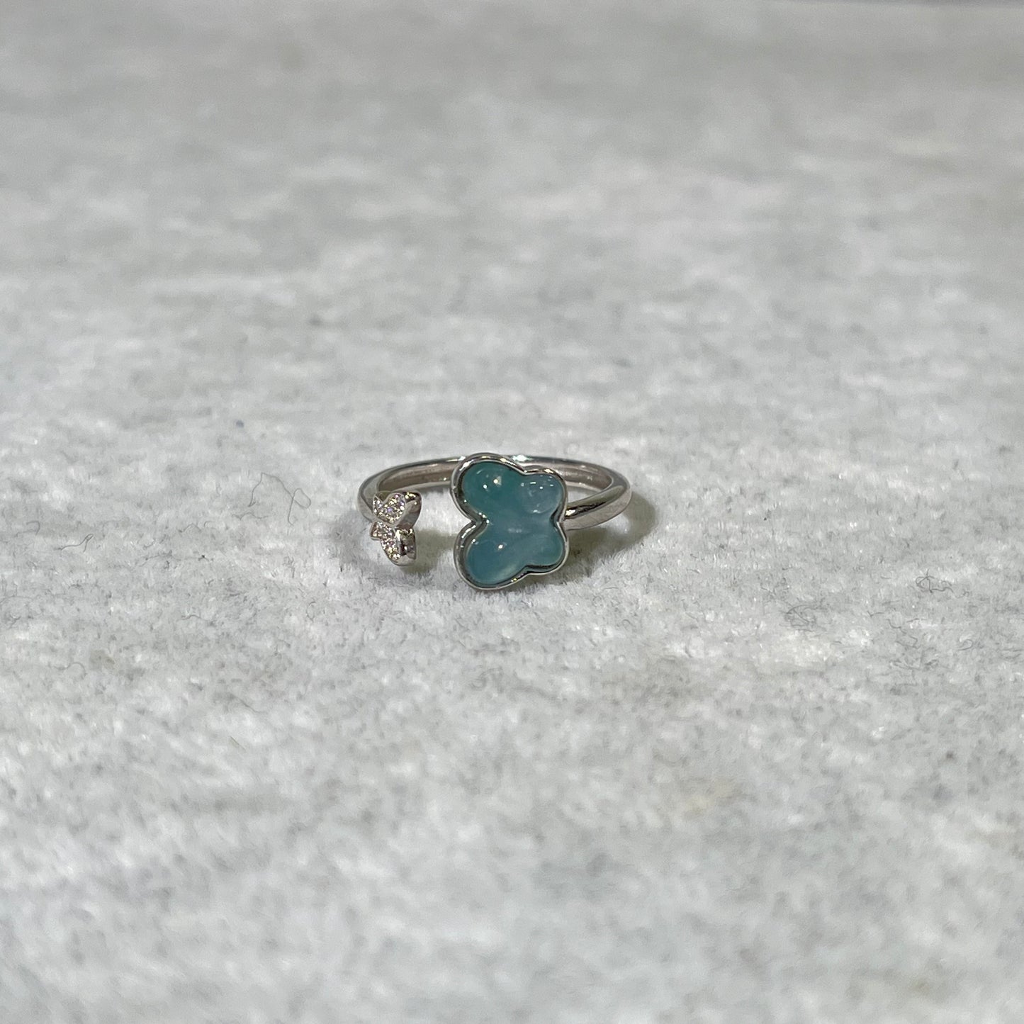 Silver Ring Blue Sand Stone and Garnetand Jade and Somky Quartz and Diopside