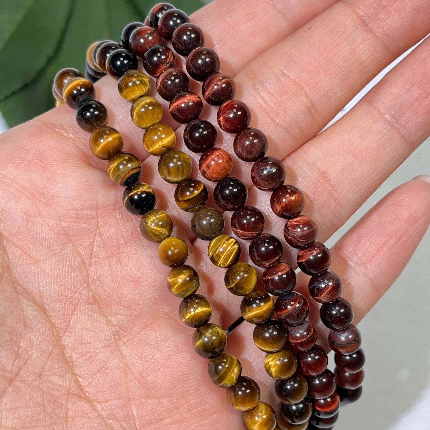 6mm Red Tiger Eye and Yellow Tiger Eye Bracelet/Neckalce/Bead