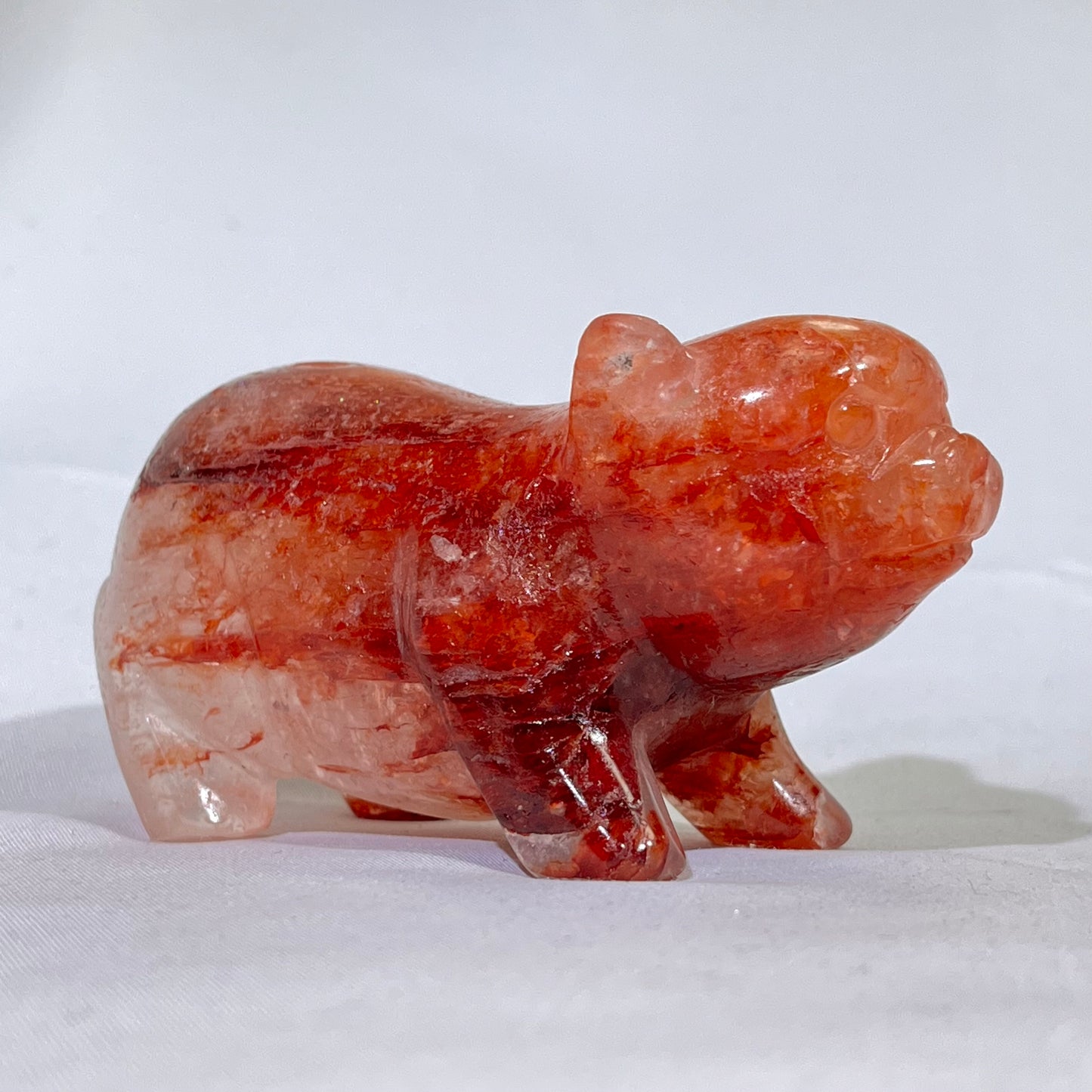 Fire Quartz and Golden Healer Dog,Pig,Mermaid Tail,Flower,Frog Carving