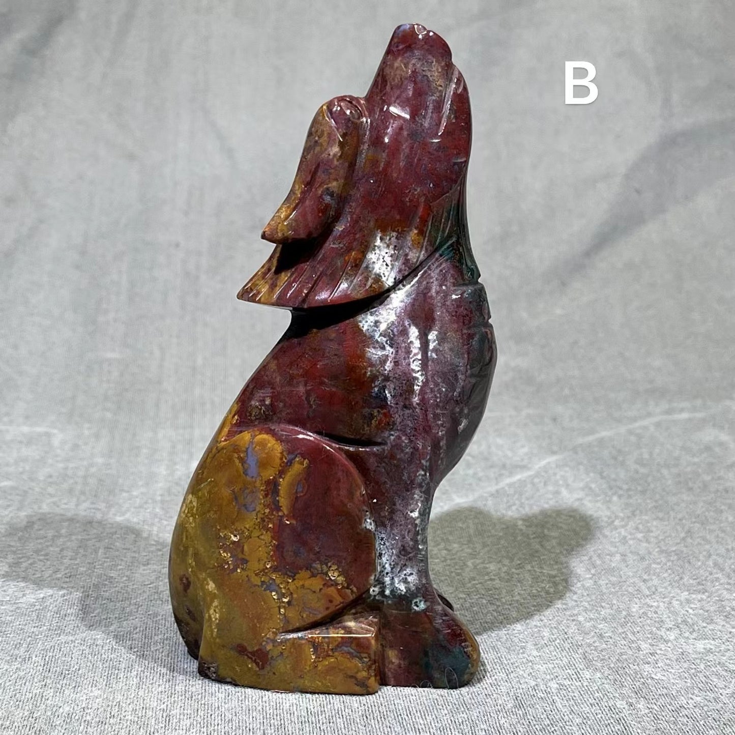 Ocean Jasper Wolf Carving
