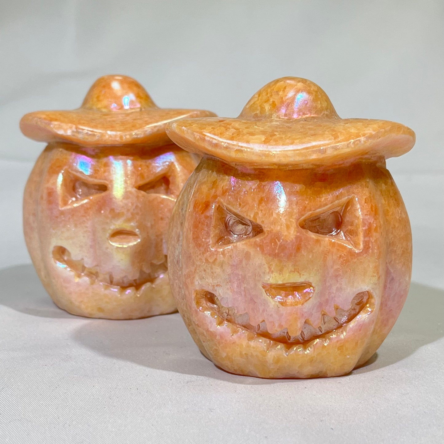 Orange Calcite Jack O'Lantern Carving Halloween