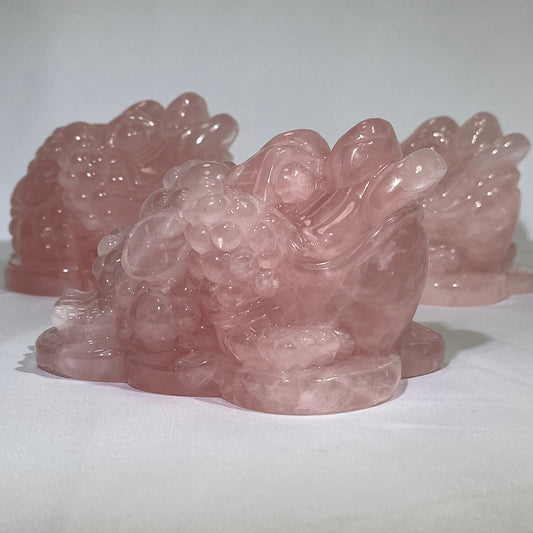 Rose Quartz Money Toad Carving Wholesale Crystal