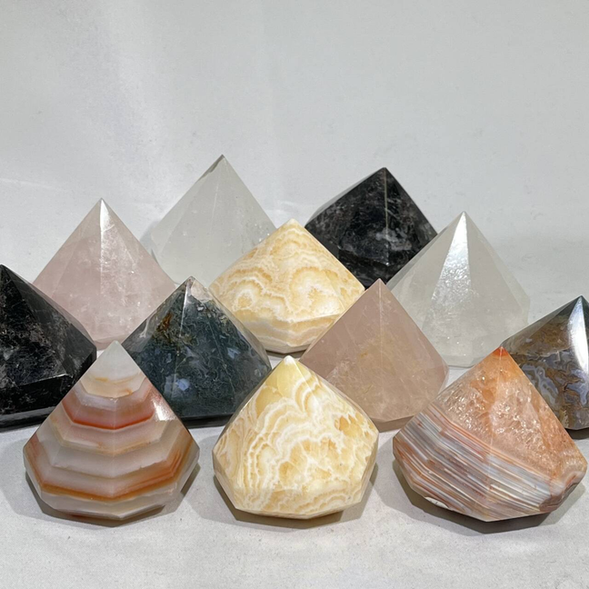 6 Types Diamond Moss Agate,Clear Quartz,Carnelian,Orange Calcite,Garnet,Rose Quartz