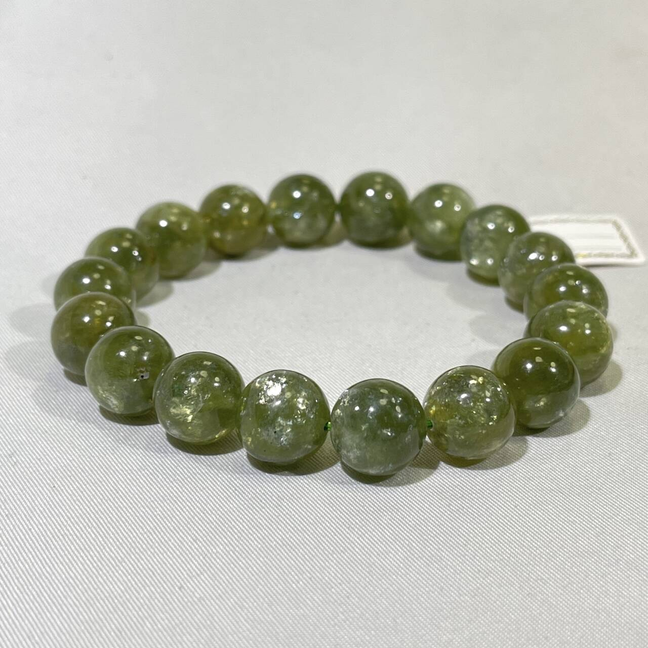 11-12mm High Quality Czech Green Mica Bracelet