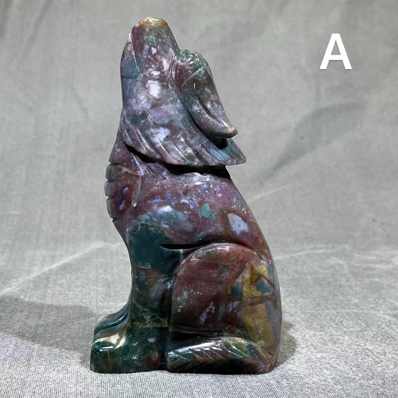 Ocean Jasper Wolf Carving