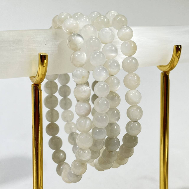 7mm White Moon Stone Bracelet
