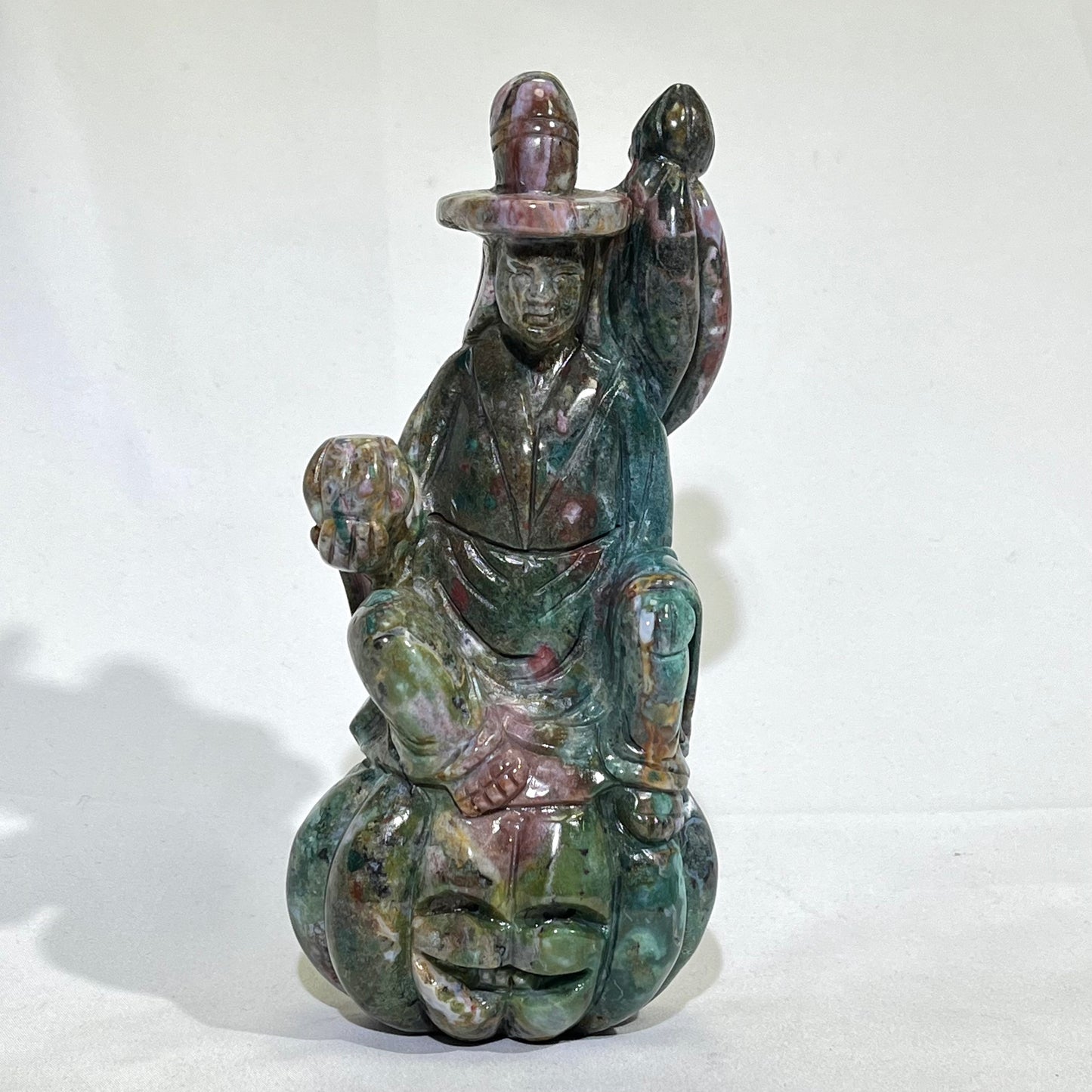 7.8-8.7' Ocean Jasper Witch Carving