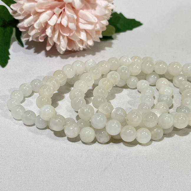 7mm White Moon Stone Bracelet