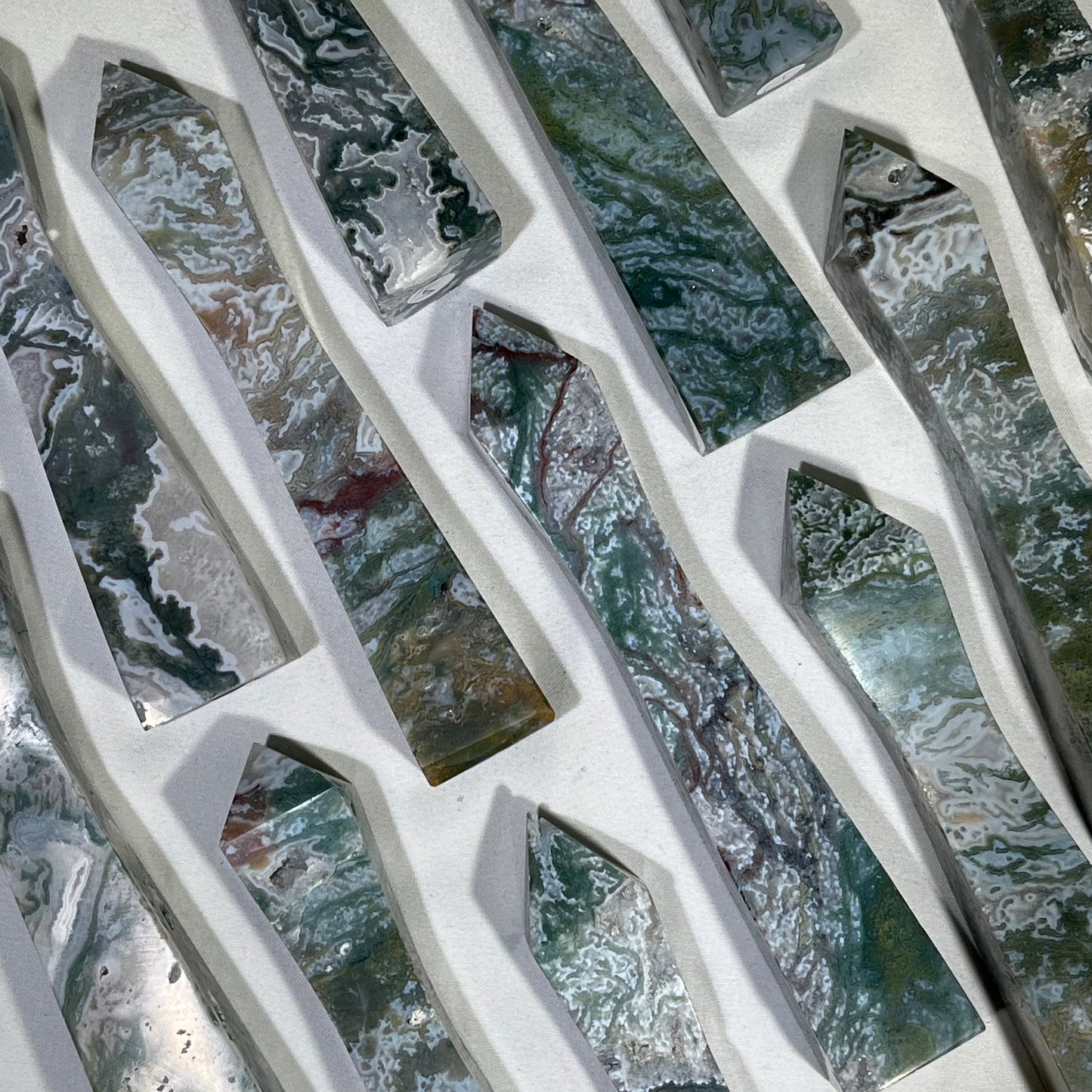 4-6.5' Moss Agate Tower,Moss Agate Point Wholesale