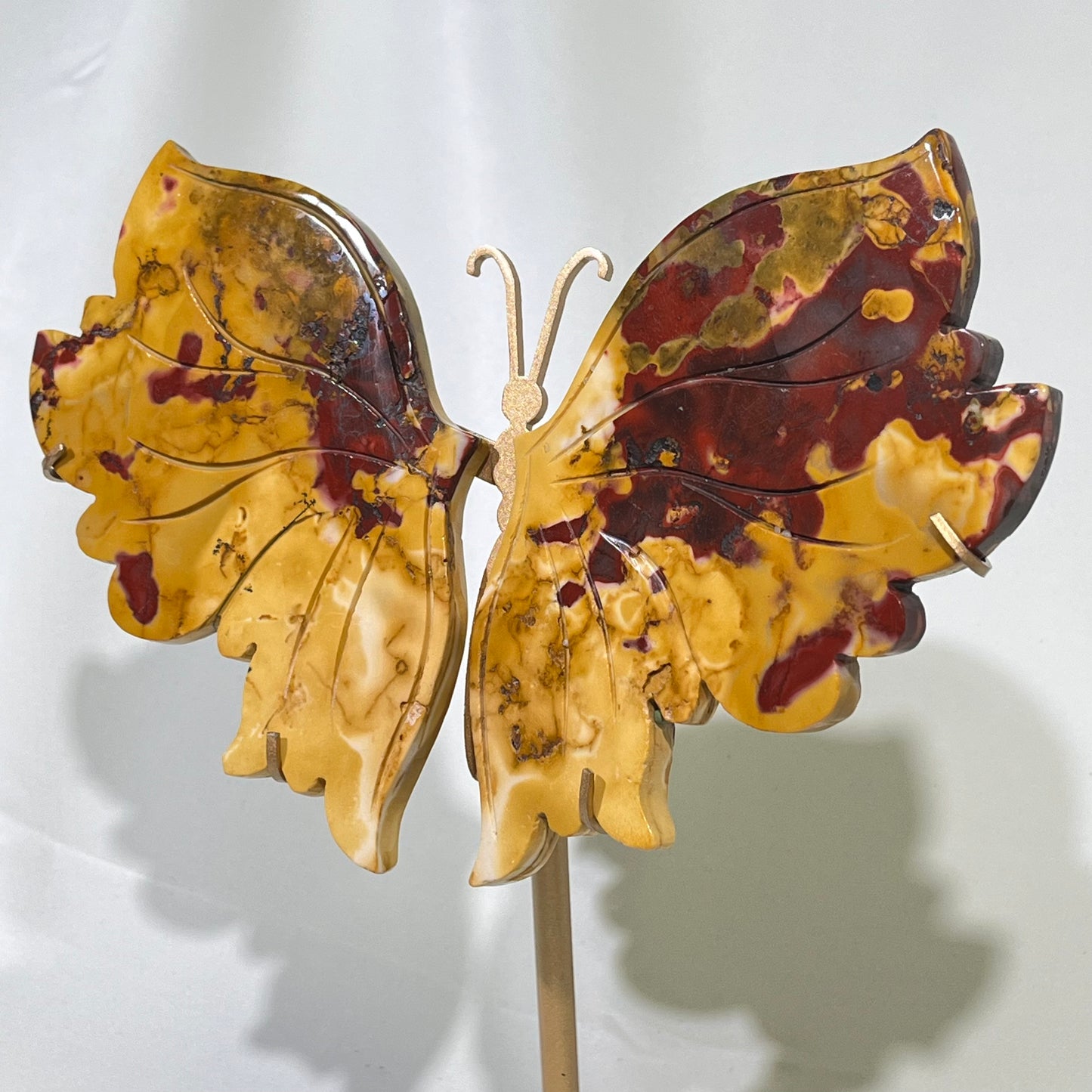 9.5' Agate&Mookaite Butterfly Wings With Stand,Butterfly Carving