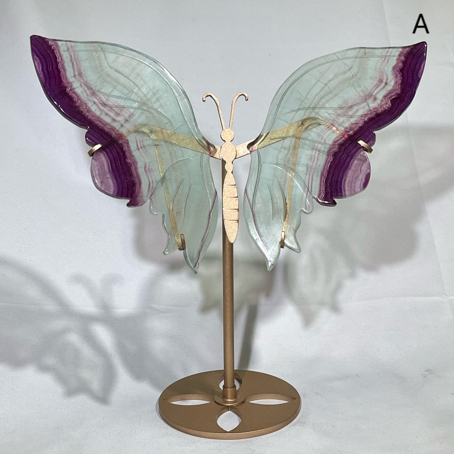 6.3'Fluorite Butterfly with Stand and 9.6'Fluorite Peacock with Stand