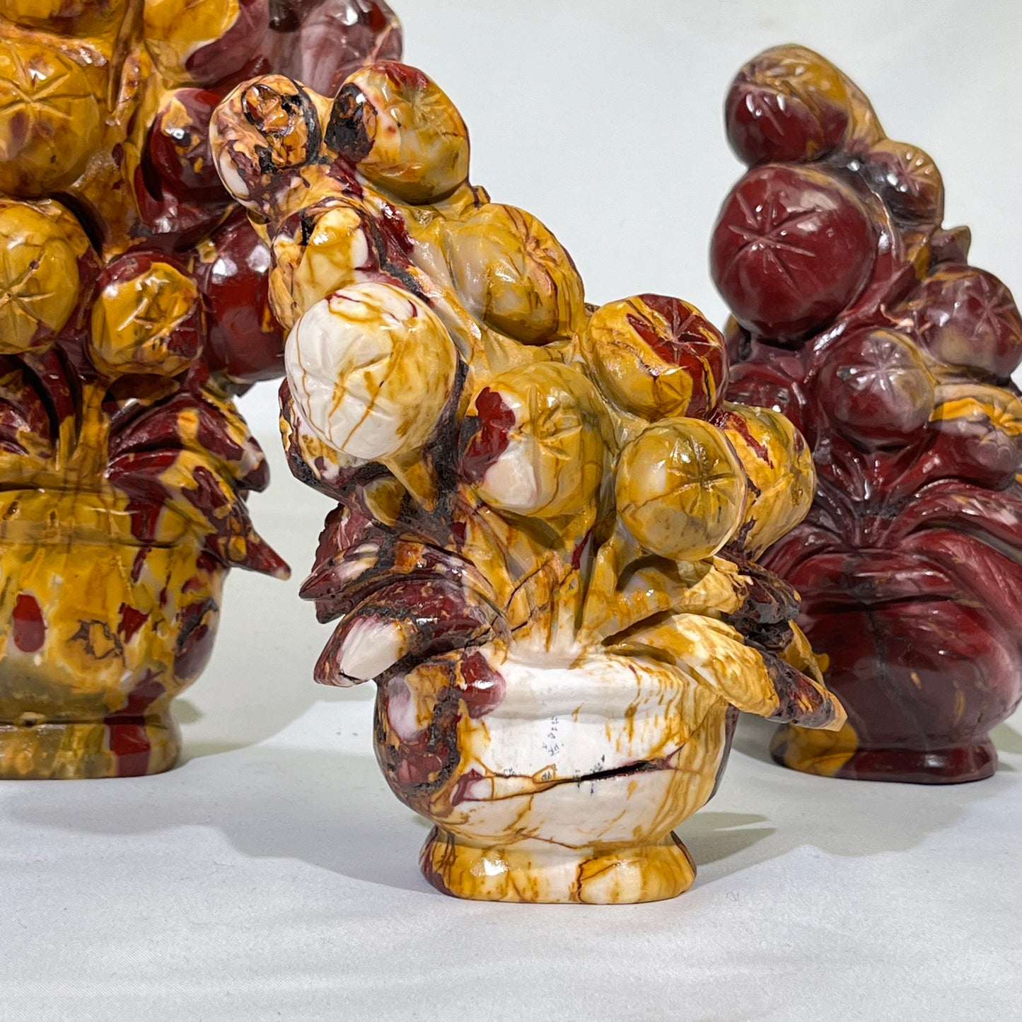 5'Mookaite Flower Basket Carving