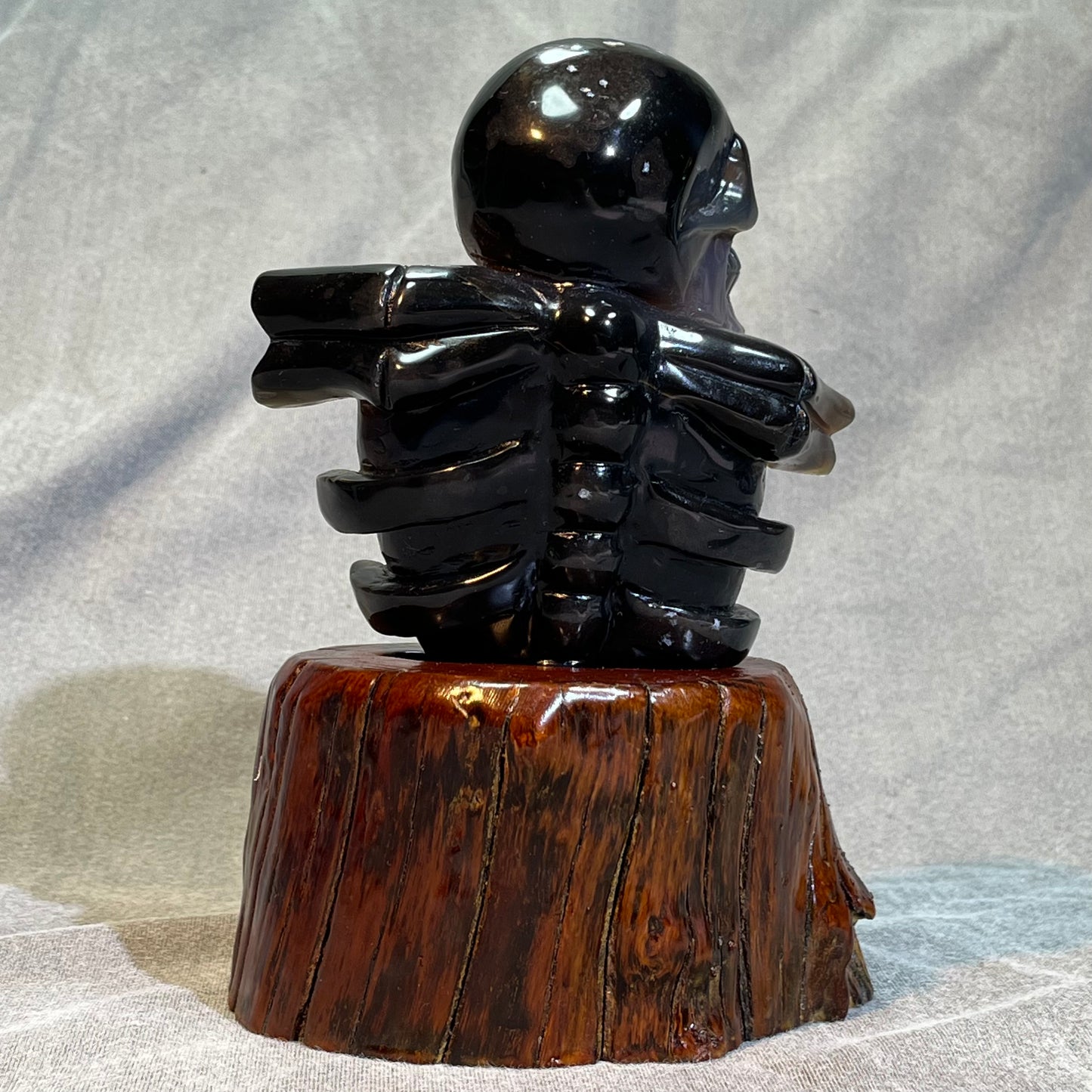 Druzy Agate Skull Carving with Stand