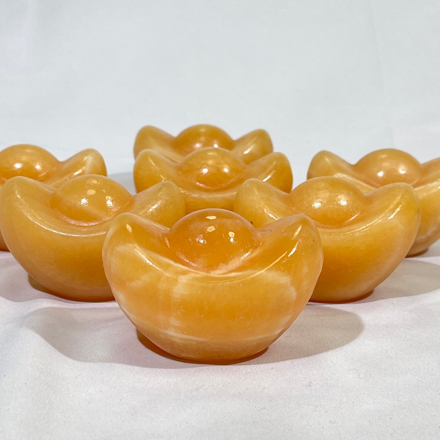 Orange Calcite Ingot and Gourd Carving