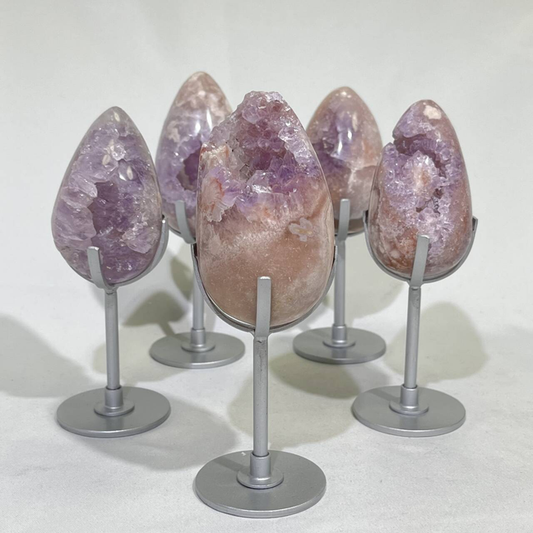 5.4-5.9' Pink Amethyst Egg with Stand