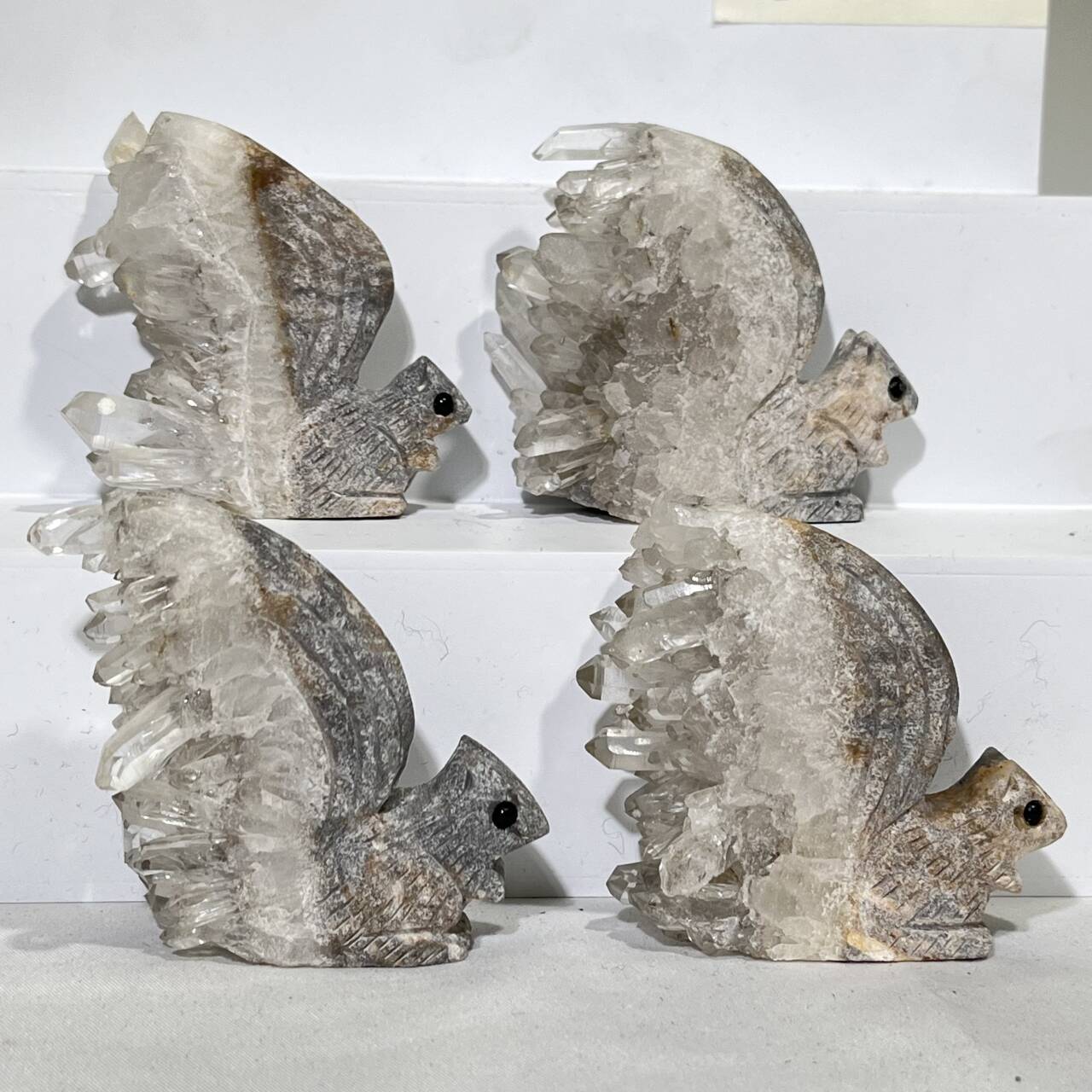 2’ Quartz Cluster Squirrel Carving