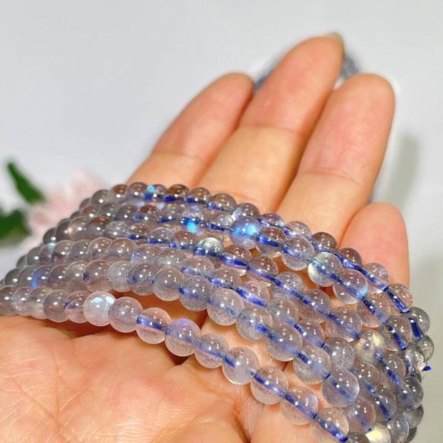 High Quality 5-5.2mm Labradorite 3-loop Bracelet,Necklace/Bead