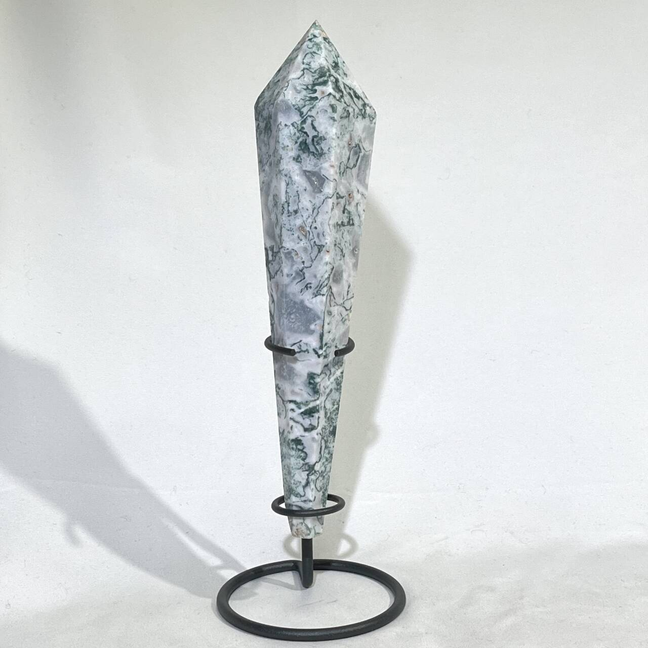 4 Types Wand with Stand Ruby Zosit,Moss Agate,Poppy Jasper,Rainbow Agate