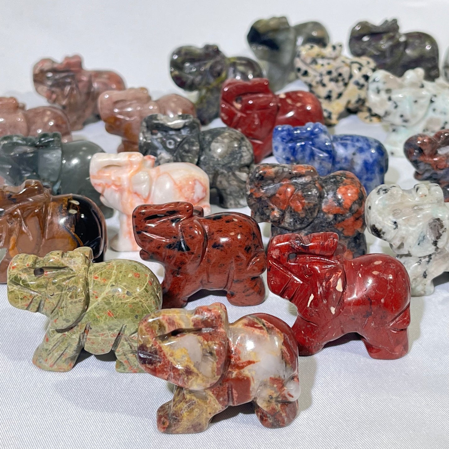 8 Types 1.5' Elephant Crystal Carving Wholesale