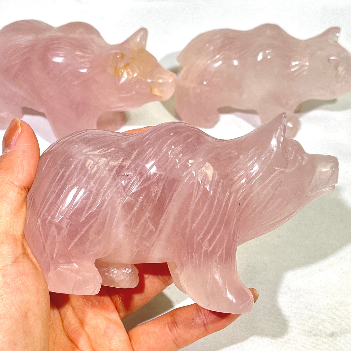 4.5' Rose Quartz Bear Carving