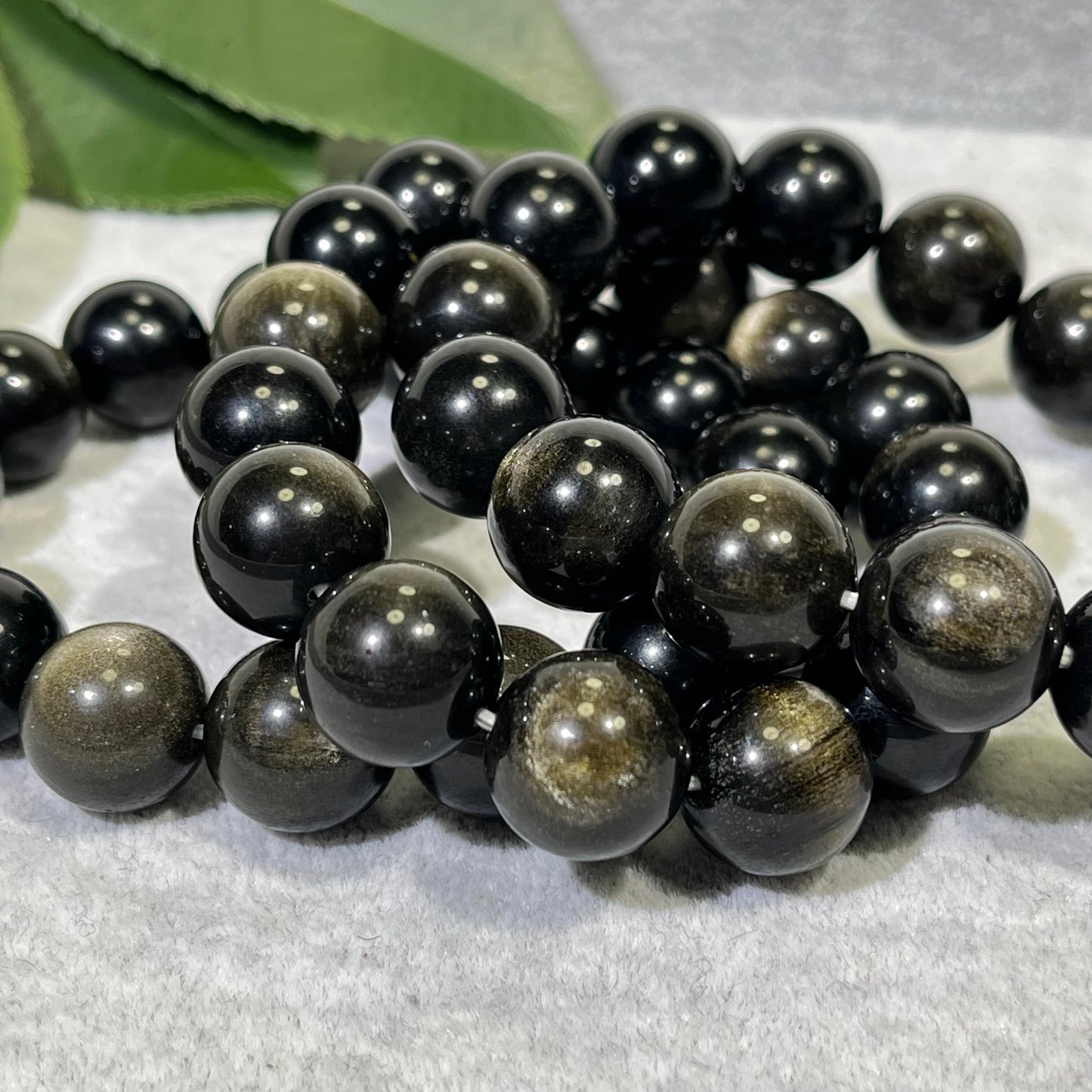 Differnet Size Gold Obsidian and Rainbow Obsidian Bracelet and Neckalce