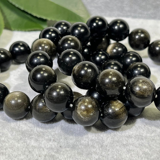 Differnet Size Gold Obsidian and Rainbow Obsidian Bracelet and Neckalce